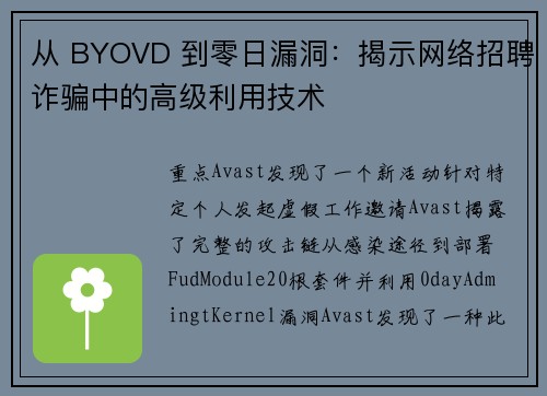 从 BYOVD 到零日漏洞：揭示网络招聘诈骗中的高级利用技术 